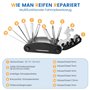 Kit Reparation Vélo Accessoire VTT Trousse à Outils de Réparation Pneu Vélo, 16 en 1 Multitool Multifonctions Outillage Velo Pou