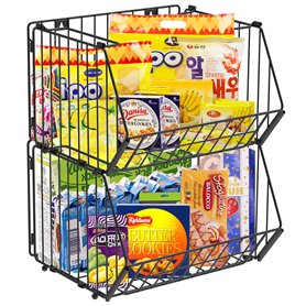 Fuleadture Lot de 2 grands paniers rangement empilables en fil métallique pour organiser la cuisine