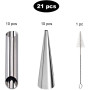 Cannoli Moule Set,21 pièces en acier inoxydable crème gâteau moule spirale croissant moule bricolage solénoïde anode spirale gât
