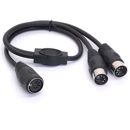 HTGuoji Câble répartiteur MIDI Y - Jack femelle DIN 5 broches vers double prise mâle - Câble MIDI pour mixeurs MIDI