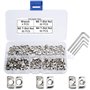 QIMEI-SHOP T Nuts Écrous en T M3 M4 M5 T-Slot Nuts Assortiment Kit en Acier au Carbone Nickelé avec 4 Clés Allen pour 20 Séries