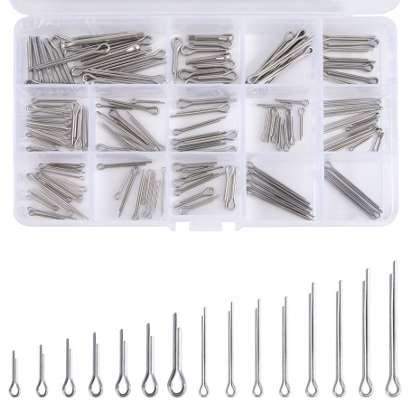 QIMEI-SHOP Goupilles Fendues en Acier Inoxydable Goupille de Retenue Assortiment Kit M1 M1.5 M2 M2.5 M3 15 Taille avec Boîte de