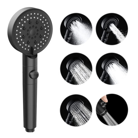 GEFIRE Pommeau de Douche à Main Haute Pression à 5 Modes avec Interrupteur de Pause Marche/Arrêt