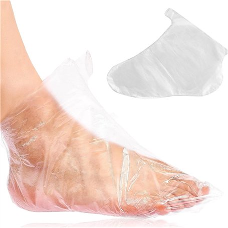100 pièces Chaussettes Jetables en Plastique pour Pédicure et Cire de Paraffine