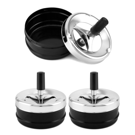 QWORK® 3 Cendriers Rotatifs Modernes avec Couvercle