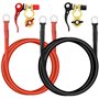 QWORK® Câble de Batterie de 1 mètre Rouge et Noir 3AWG 25mm² avec fiches de bornes de Batterie - 12V-24V Max.125A - pour Voiture