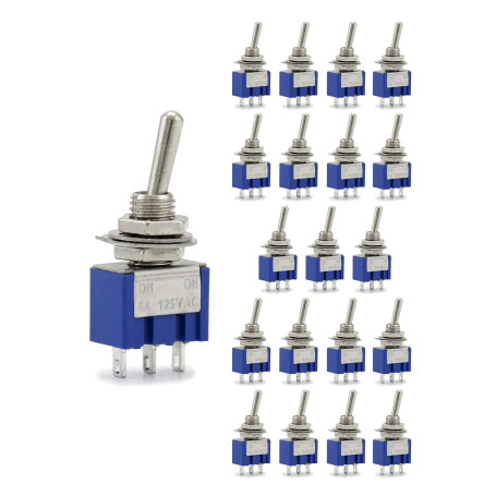 QWORK 20Pcs SPST Mini Interrupteur à Bascule AC 125V 6A ON-ON 3 Broches 2 Position pour Arduino Bateau Véhicule (MTS102)