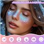 AWAMRWA Paillettes Visage - 12 Couleurs De Paillettes Gel Lumineuse Paillettes Gel Visage Maquillage Festival Fluorescent Paille