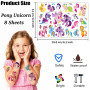 8 Feuilles Licorne Pony Atouage Temporaires pour Enfant