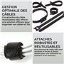 H&S Attache Cable en Nylon - 50pcs - Boucles & Crochets Serre Câble Ajustable - Organisateur Noir de Fil d'Ordinateur - Serre-câ
