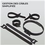 H&S Attache Cable en Nylon - 50pcs - Boucles & Crochets Serre Câble Ajustable - Organisateur Noir de Fil d'Ordinateur - Serre-câ