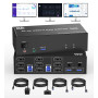 Displayport Commutateur KVM 2 ordinateurs 3 moniteurs – 8K @ 60 Hz 4K @ 120 Hz Commutateurs KVM à trois écrans pour 2 PC partage