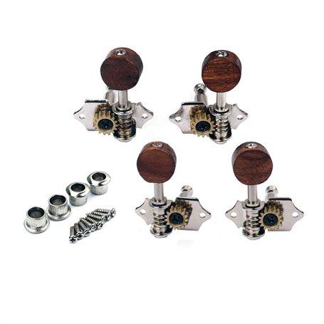 Alnicov Piquets de réglage Mécaniques 2R2L accordeurs avec bouton de réglage en bois pour ukulélé 4 cordes guitare