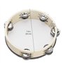 Flexzion Lot de 2 tambourins à main en bois – 20,3 + 15,2 cm avec grelot en métal à double rangée (bois) – Tambourin à percussio