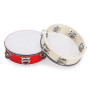 Flexzion Lot de 2 tambourins à main en bois – 20,3 + 15,2 cm avec grelot en métal à double rangée (bois) – Tambourin à percussio