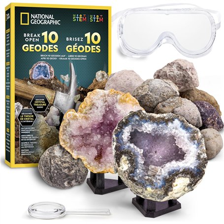 Blue Marble National Geographic 10 géodes Premium à casser – avec Lunettes & Supports – Kit Scientifique CTIM