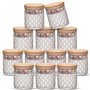 NiHome Lot de 12 bocaux en verre gaufré avec couvercles en bambou pour la fabrication de bougies votives
