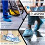 Aspro Lot de 100 couvre-chaussures standard - Protection jetable en Polyéthylène chloré - Imperméable - Protections de moquette 
