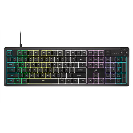 Corsair K55 Core Clavier de Gaming Filaire à Membrane RVB – Commutateurs Silencieux et réactifs – Résistance aux éclaboussures –