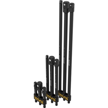 Jeu de 9 adaptateurs porte douille 3" 6" 12"= 7.5 15 et 30cm long