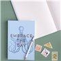 Designworks Ink Vintage Sass JB86-1093EU Carnet de notes à couverture rigide Motif Embrace The Day Bleu 14,6 x 21,6 cm 240 pages