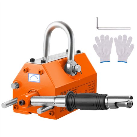 VEVOR Levage Magnétique 100 kg Aimant de Levage Permanent en Néodyme N42 Porteur Magnétique avec Crochet Chromé Facteur de Sécur