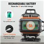 VEVOR Niveau Laser 30 m Niveau Laser 360° x 4 16 Lignes Croisées Verte Mode Autonivelant Manuel Longueur d'Onde Laser 520 nm ± 1