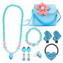 Hifot Bijoux Enfants Petites Filles Sac à Main en Peluche Collier Bracelet Boucles d'oreilles Bague Pinces à Cheveux Set