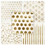 Lot de 100 Serviettes de cocktail, serviettes de table jetables en papier pour fête, 5 motifs imprimés en feuille d’or, 3 plis, 