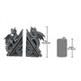 Design Toscano Château du Dragon Décor Gothique Statues Décoratives Serre-livres, 20.25 cm, Ensemble de Deux , polyrésine, pierr