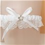 Carufin Bridal Wedding White Lace Porte-jarretelles avec nœud Strass Jambe Manches élastiques Jambe Bague Prom Dance Cosplay Par
