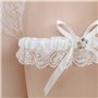 Carufin Bridal Wedding White Lace Porte-jarretelles avec nœud Strass Jambe Manches élastiques Jambe Bague Prom Dance Cosplay Par