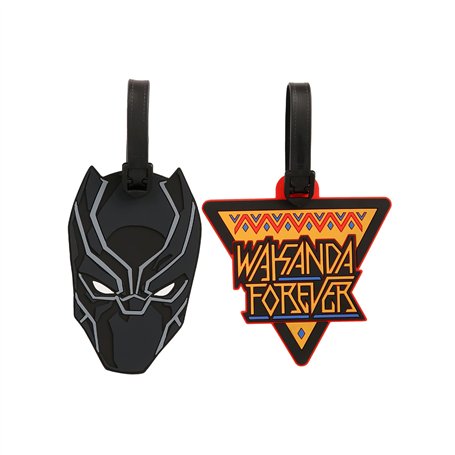 Disney Marvel Black Panther Lot de 2 étiquettes de bagage Noir/jaune