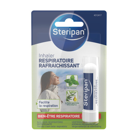 Steripan - Inhaler Respiratoire Rafraichissant - Facilite la Respiration - À l'Huile Essentielle d'Eucalyptus - Au Menthol