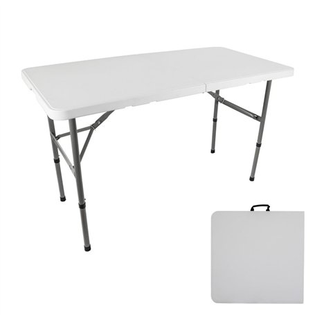 Oxeo Table Pliante Camping 120 x 60cm - 2 Hauteurs - Table Pique-Nique Enfants - Table de Jardin - Blanche - 4 Personnes