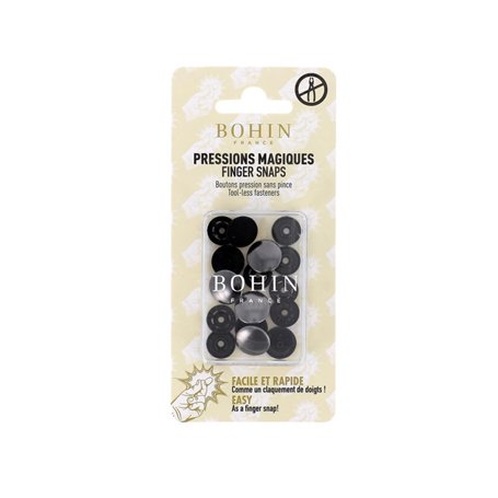 Bohin Boutons Pressions métal sans Pince 14mm Gris foncé