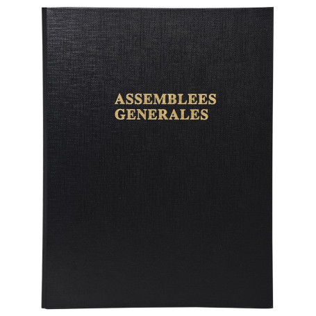 Exacompta - Réf. 530E - 1 classeur juridique noir ASSEMBLÉES GÉNÉRALES - 4 anneaux ronds - Couverture plastique - Dimensions : 3