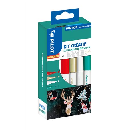 Kit créatif PINTOR - Marqueur déco - 8 suspensions de Noël + 4 marqueurs pointe fine