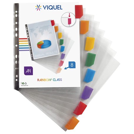 Viquel - Lot de 8 intercalaires personnalisables format A4 MAXI - RAINBOW CLASS - Onglets personnalisables