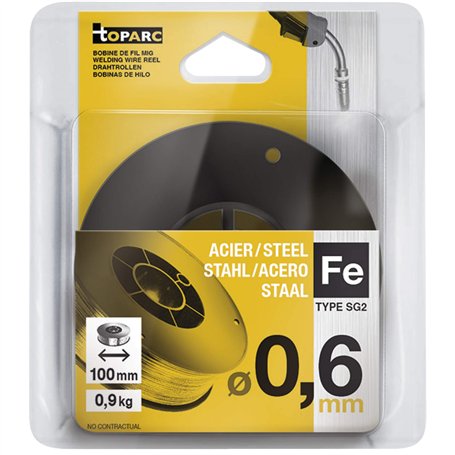 GYS - Bobine de Fil Acier Ø0.6 G3Si1/ER70S-6-0.9Kg - 100mm - Consommable soudure Mig/Mag