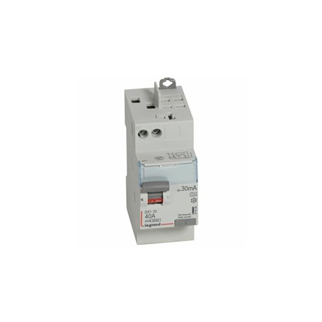 411638 Interrupteur différentiel DX3 2P 40A type A 30mA arrivée haute + départ haut - 2 modules - Legrand