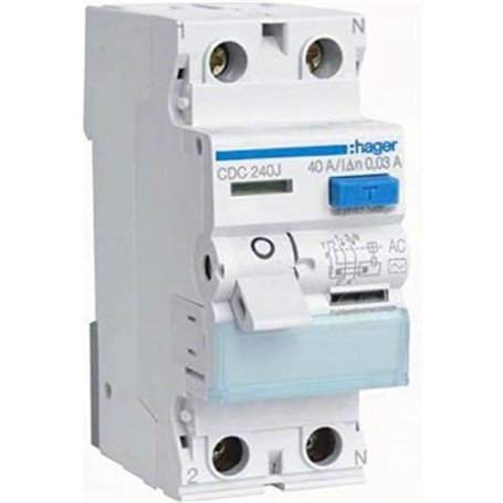 Hager Disjoncteur différentiel RCD FI 2 Broches CDC240J