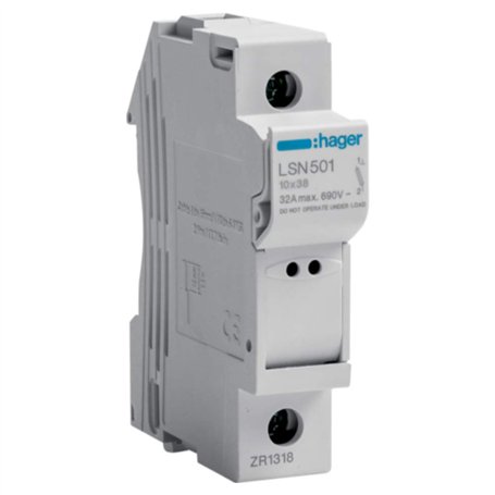 Hager Porte-fusibles seccionable L38 1P 32A 690V Blanc Plastique