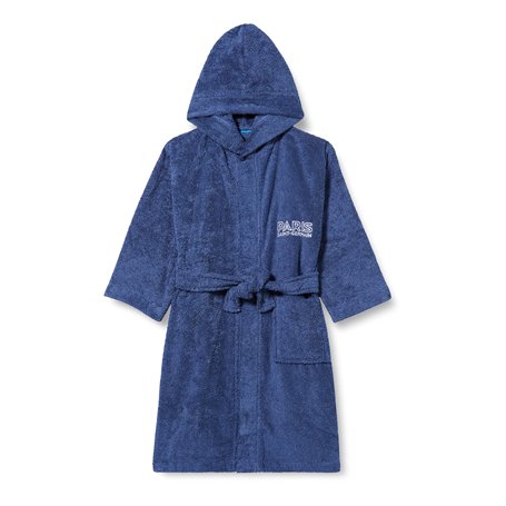 PSG PARISIAN Peignoir Enfant | 100% Coton | OEKO-TEX | Taille 10/12 ans | Brodé Garçon | Bleu
