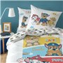 Pat Patrouille Happy Parure de lit Enfant 1 Place | 100% Coton | Oeko-TEX | Housse de Couette 140x200 cm + Taie d'oreiller 63x63
