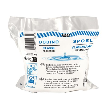 GEB Recharge pour Bobino 80g. Filasse de lin peigné haute qualité. S'utilise en complément de pâte à joint pour raccords filetés