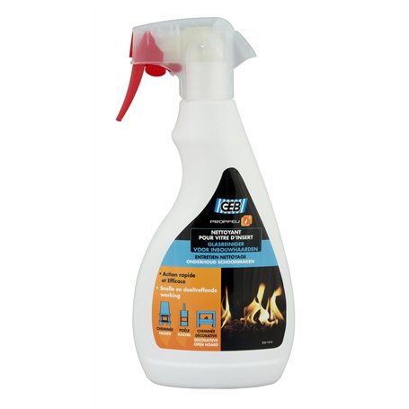 GEB Propfeu nettoyant vitre d'insert de cheminées et poêles - Action rapide et efficace - Aérosol 500ml