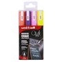 Uni Chalk Marker PWE5M/4 ASSF16 Pochette de 4 Marqueurs Craie Pointe Moyenne Assortis