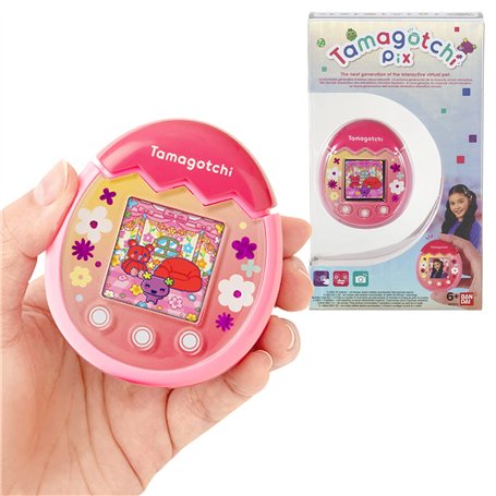 Bandai - Tamagotchi - Tamagotchi PIX - Floral Rose - Animal électronique virtuel avec écran Couleur