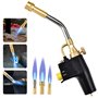 InLoveArts Torche au propane MAPP Torche de démarrage pour barbecue et brasage à haute intensité avec 3 buses/embouts